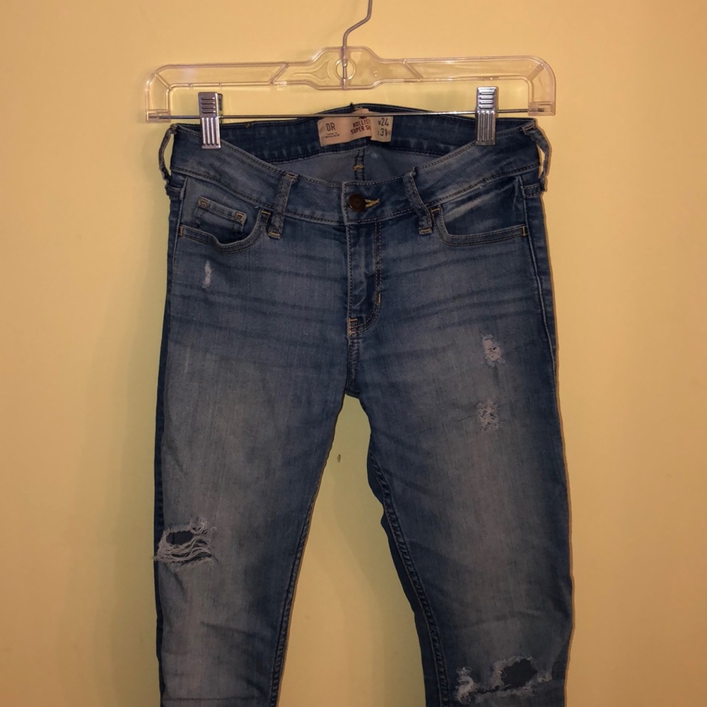 Hollister super skinny ripped blue jeans